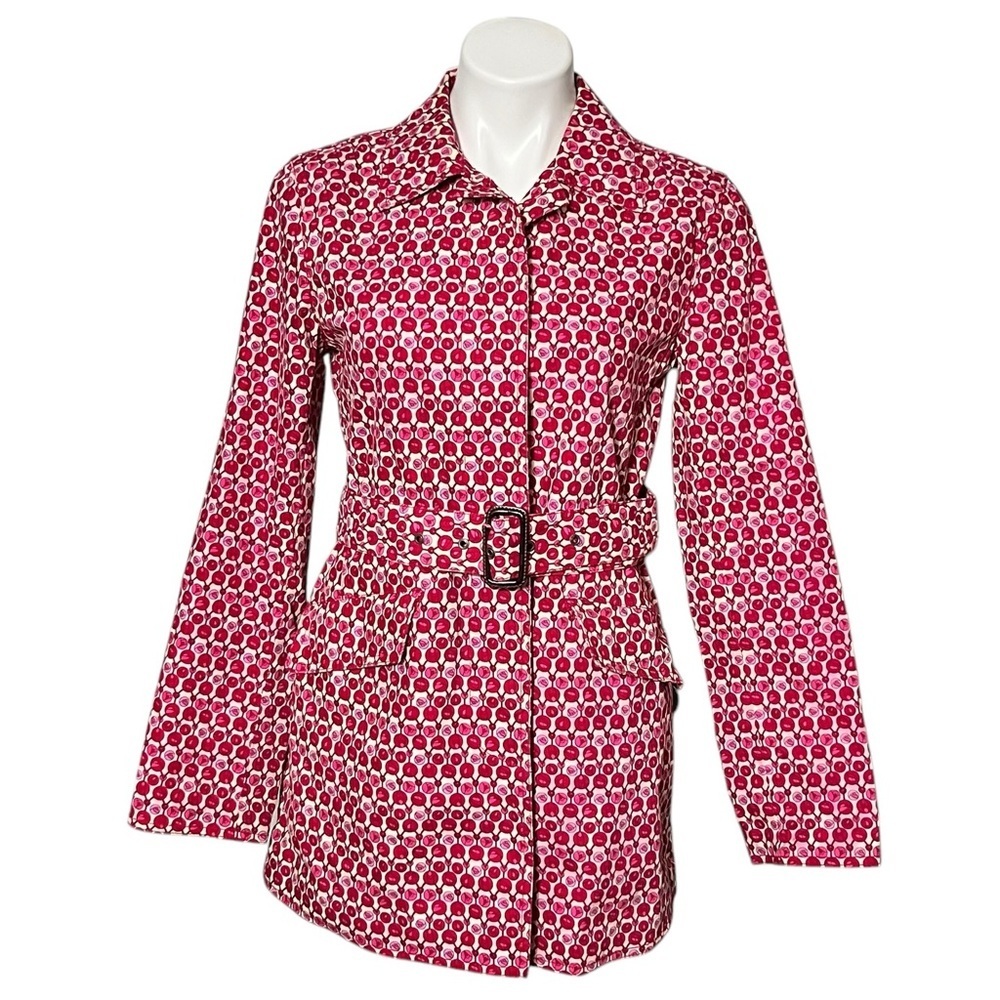 Gap Floral Belted Jacket Size Small Red/Pink